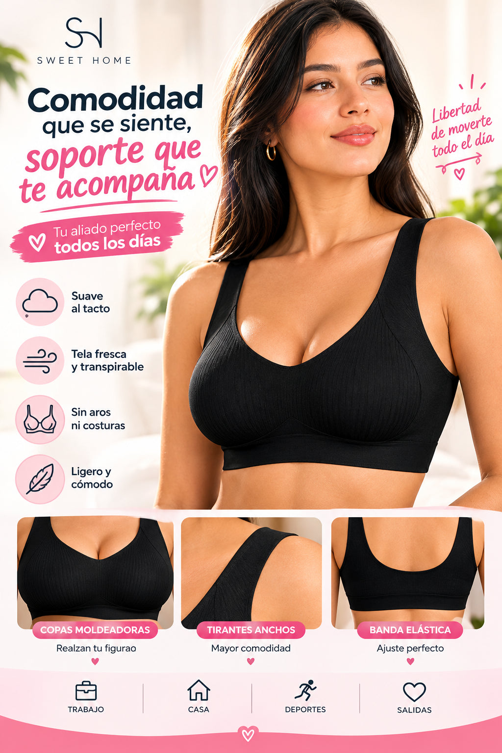 BRASIER MOLDEADOR SIN AROS — COMODIDAD Y SOPORTE TODO EL DÍA