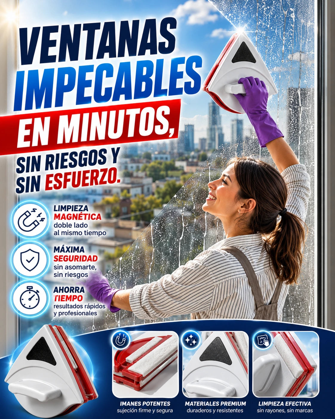 Limpiador Magnético Premium para Ventanas