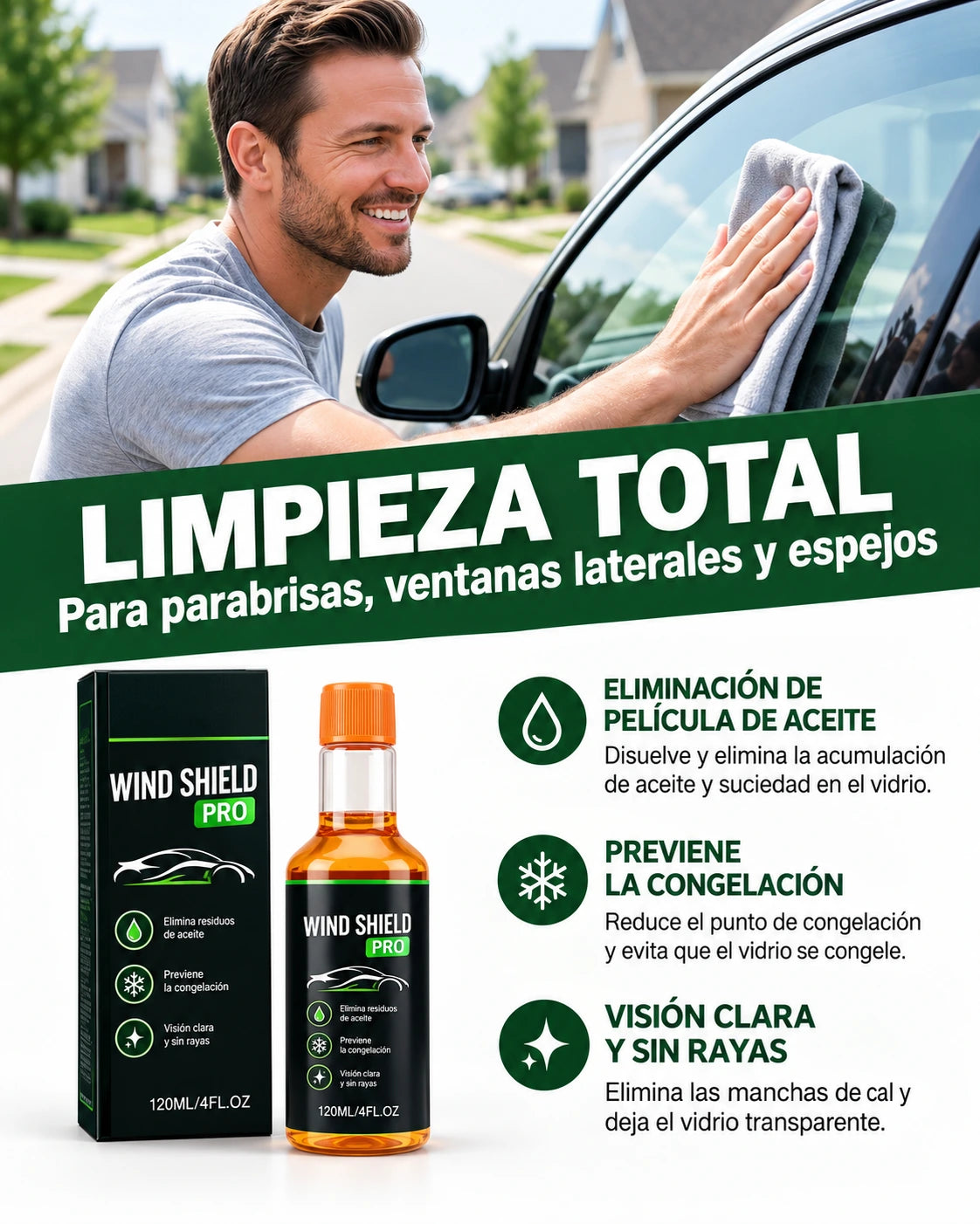 Limpiador de Parabrisas WIND SHIELD PRO | Claridad y Limpieza Profesional