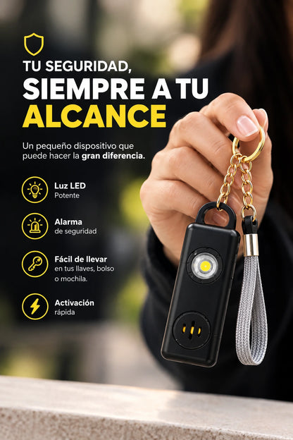 ALARMA PERSONAL DE SEGURIDAD 2 EN 1 + LINTERNA LED